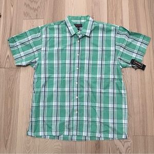 Steve & Barry's Button Down Shirt Size XL Mint Green Blue White Plaid NWT